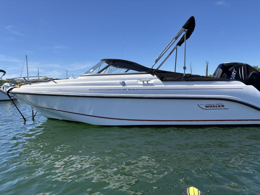 18' Boston Whaler Ventura + Riddell's Bay Mooring